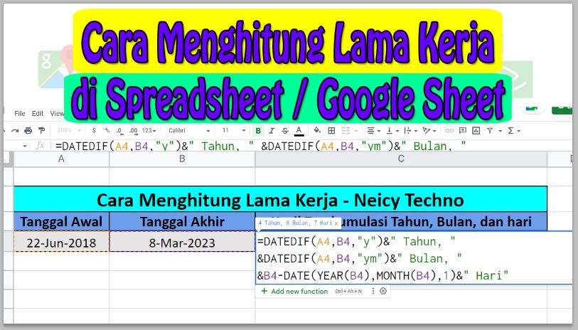 Cara Menghitung Lama Kerja di Spreadsheet