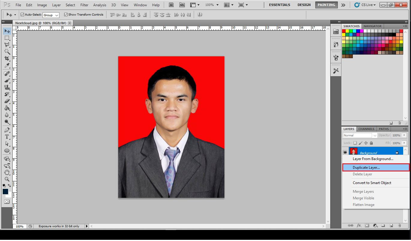 cara mengubah pas foto menjadi hitam putih photoshop Layer