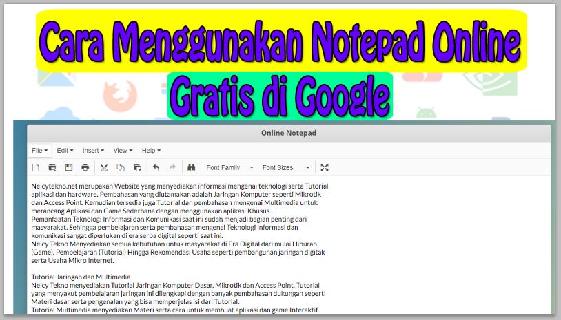 Cara Menggunakan Notepad Online Gratis di Google