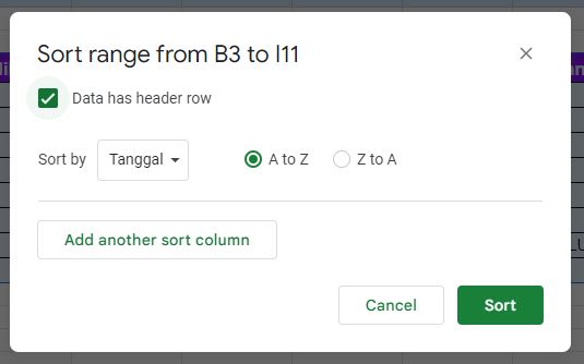 Cara Mengurutkan Tanggal di Spreadsheet