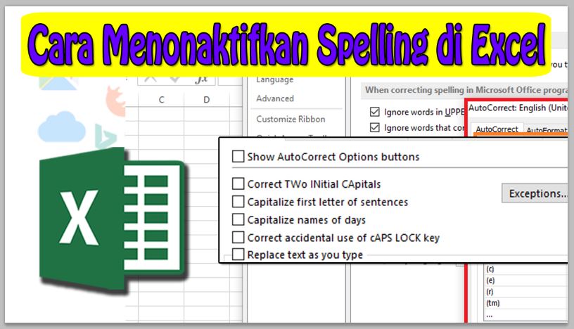Cara Menonaktifkan Spelling di Excel