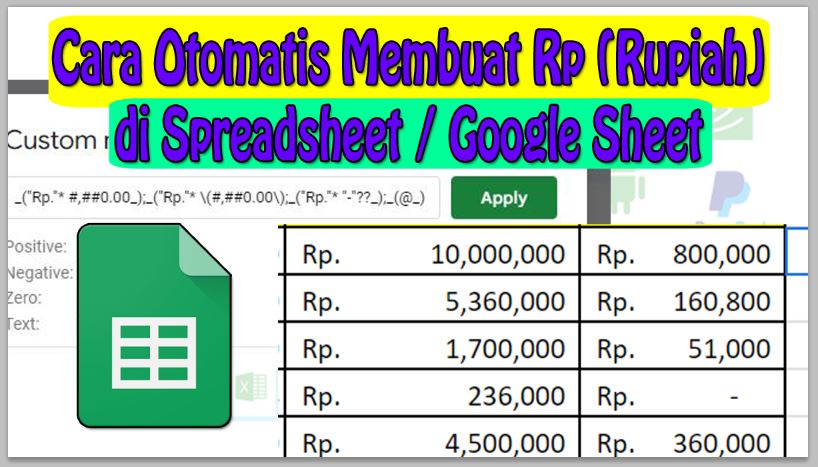 Cara Membuat Rp di Spreadsheet / Google Sheet