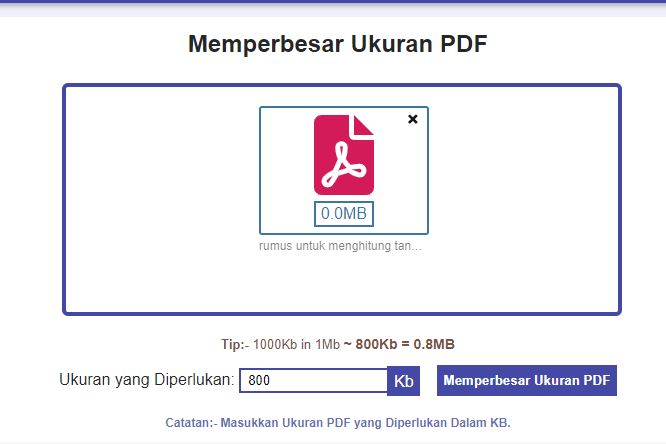 Cara memperbesar file PDF menjadi 800 kb online