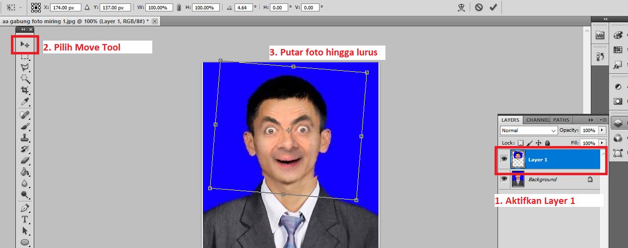 Meluruskan foto miring di Photoshop