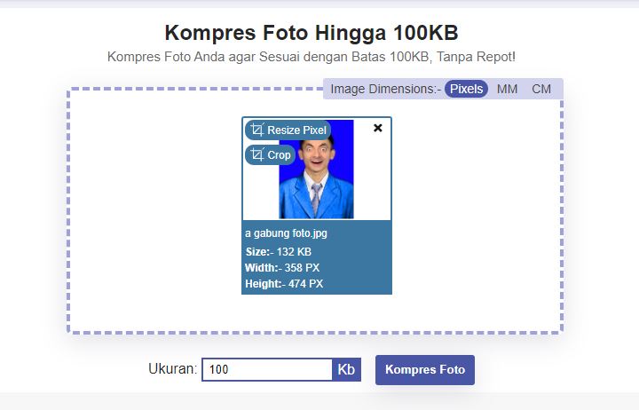 Ubah Ukuran Foto Menjadi 100kb Online
