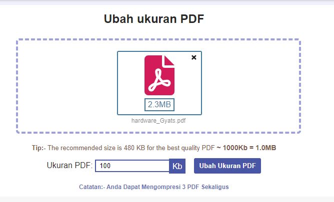 Mengubah Ukuran PDF Menjadi 100 Kb Online