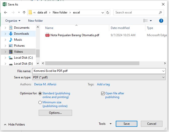 Konversi Excel ke PDF Offline