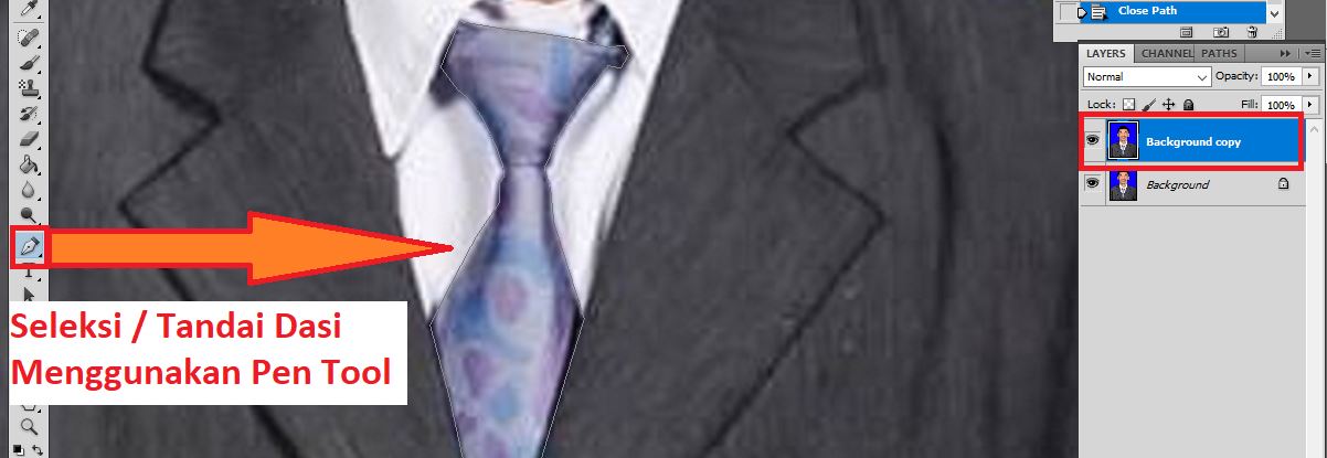 Mengubah Warna Dasi di Photoshop